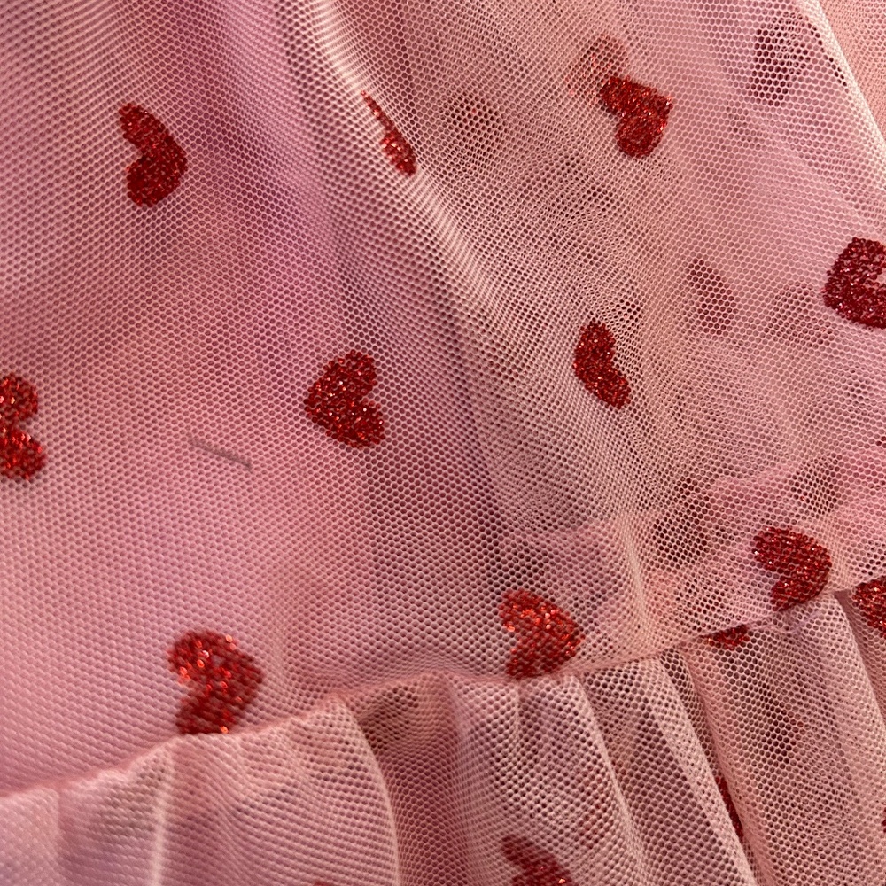 Betsey Johnson Pink/Red Heart Midi Tulle Dress Size L Flowy ~ Evening! - Picture 5 of 6